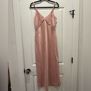 A New Day Blush Pink Embellished Satin Midi Slip Dress – Size M